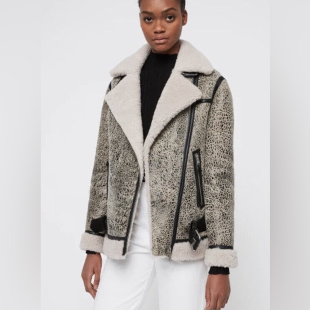 All Saints Biker Shearling coat- BNWT